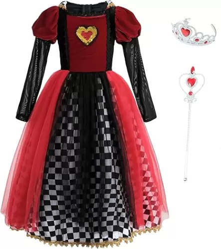 NSPSTT Halloween Costume for Girls Princess Wendy Dress Queen of Hearts Costume Mad Hatter Costume
