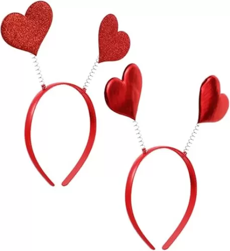 NULYLU 2pcs Heart Shaped Headbands for Women Valentine Day Hair Accessories Charming Party Headbands Easy