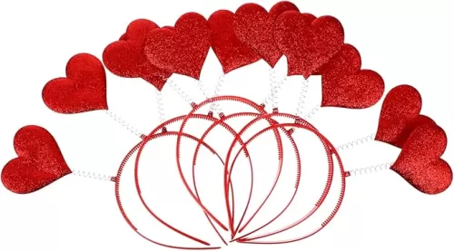 NULYLU Red Heart Hair Clasp Heart Headband Set for Women Valentine's Day Headband
