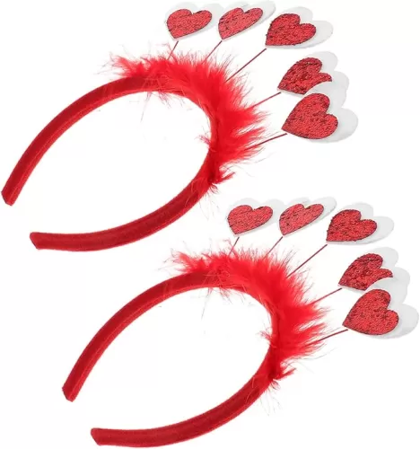 OFFIGAM 2pcs Love Headband Headbands Valentines Headband Valentine Day Headband Heart Head Band Red Felt