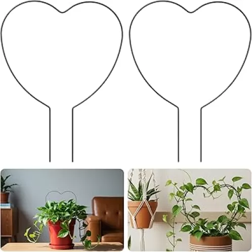 Ouligay 2PCS Pothos Plant Climber Support Heart-Shaped Trellis for Climbing Plants Indoor Plant Trellis for Potted Plants Black Durable Metal Iron Support for Vines and Flowers