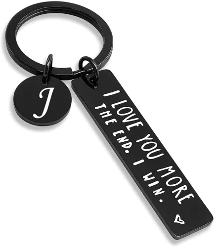 OUMILAN I Love You More Couple Keychain with 26 Initials for Boyfriend Girlfriend Husband Wife Christmas Valentines Day Gifts
