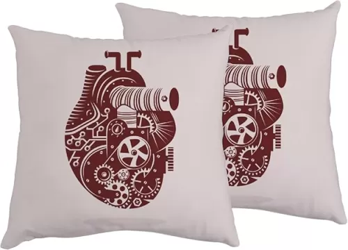 Pillow Covers 18x18 Inch Set of 2, Mechanical Heart Punk Throw Pillow Cover for Sofa Bedroom Decorative Pillow Case Cushion Cover Gifts for Home Decor（NO Inserts）