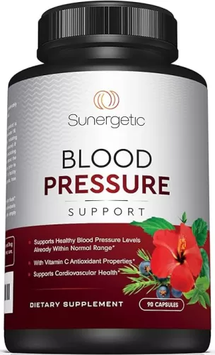 Premium Blood Pressure Support Supplement for Cardiovascular & Heart Health with Garlic, Hawthorn & Hibiscus (90 Capsules)
