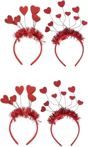 PRETYZOOM 2sets Valentines Day Accessories Love Heart Headband Heart Shaped Headband Boppers for Women Party Headwear 2pcs*2