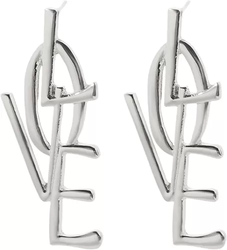 Punk Love Letter Large Long Earrings for Women Trendy Punk Exaggerated Love Heart Dangle Earrings Hollow Vintage Letter Statement Stud Earrings Jewelry Gift