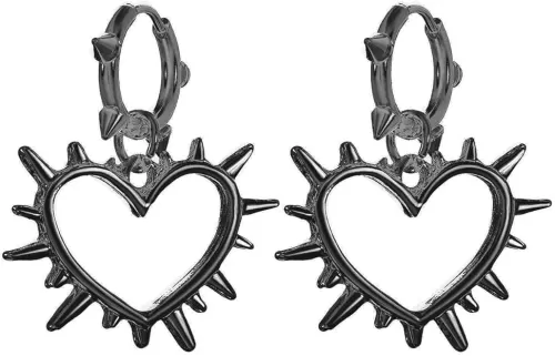 Punk Spike Heart Hoop Earrings for Women Men Gothic Rivet Heart Drop Dangle Earrings Personalized Hip Hop Rock Earrings Y2k Earrings Christmas Halloween Birthday Party Jewelry