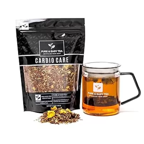 Pure And Easy Tea, Cardio Care, Heart Health & Blood Pressure Support, Herbal Wellness Tea, Caffeine-Free, 100% Natural Loose Leaf Blend, 100g/3.54oz