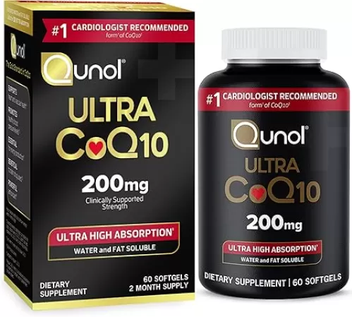 Qunol CoQ10 200mg Softgels, Ultra CoQ10 - Ultra High Absorption Coenzyme Q10 Supplements - Antioxidant Supplement for Vascular and Heart Health & Energy Production - 2 Month Supply - 60 Count