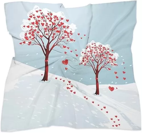 RTFGHJS Head Scarf for Women Heart Shaped Leaf Tree Silk-Like Headbands Square Satin Bandana Lightweight Hair Scarf