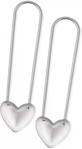 Sacina Zinc Alloy Gothic Punk Earring - Heart Design Safety Pin Earring for Women - New Year Gift