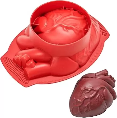 Silicone Heart Mold Halloween Cake Mold, Large Volume Baking Mold with Support Base for Halloween Cake Candy Chocolate Jelly or Pudding