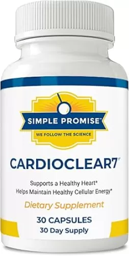 Simple Promise Cardio Clear 7 - Heart Health Supplements with PQQ and Coenzyme Q10 - CoQ10 Supplement to Maintain Cellular Energy and Circulation, with Shilajit for Better Absorption - 30 Capsules
