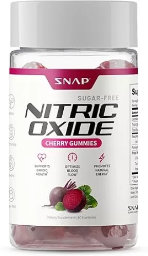 Snap Supplements Beet Root Gummies, Nitric Oxide Supplement with Organic Beets, Vitamins, Pomegranate and Antioxidants for Energy, Heart Health & Circulation Support, 60 Sugar Free Gummies, Cherry