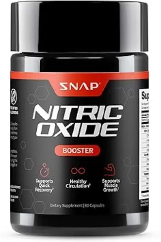 Snap Supplements Nitric Oxide Booster Supplement with L Arginine and L Citrulline Essential Amino Acids and Ginseng Root, Energy, Heart Health, Muscle Growth & Circulation Support, 60 Capsules