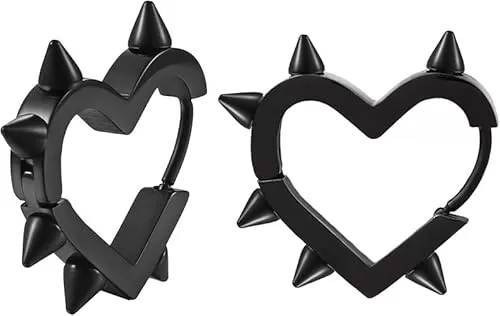 Spike Earrings for Woman, Heart Punk Hoop Earrings, Y2k Emo Accessories Gothic Earrings Jewelry, Gothic Grunge Earrings New Year Christmas Jewelry Gifts for Women Men