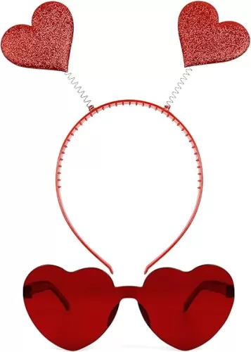 TERSE Heart Headband Sequins Hearts shaped headband for Women Girls Red Cute Heart Head Boppers Valentines Day Props Party Wedding Holiday Costume Hair Accessories