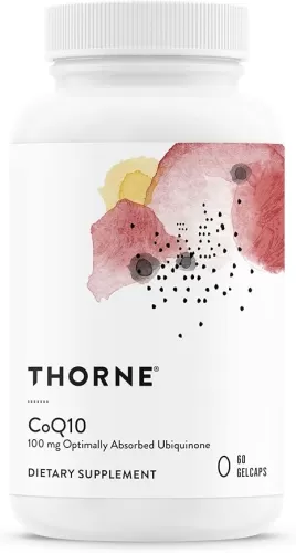 THORNE CoQ10 (Formerly Q-Best 100) - 100mg Optimally Absorbed Ubiquinone - Gluten-Free Dietary Supplement Support for Heart Health & Brain Function* - 60 Gelcaps