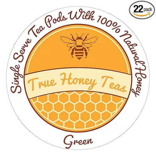 True Honey Green Tea Pods - Honey Crystals Blended in Every Tea Pod, Supports Heart Health, Excellent Antioxidants, All Natural, Organic, Herbal & Caffeine-Free, 22 Green Tea Pods