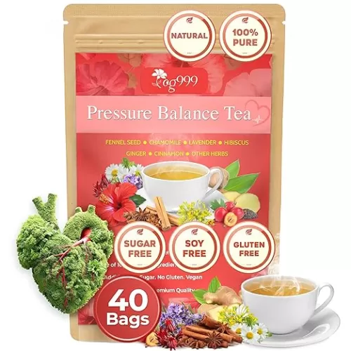 Upgraded Pressure Balance Herbal Tea - 40 Tea Bags, 3.5 oz | Heart Functional Tea | Blend of 9 Natural Herbs | Caffeine-Free, Sugar-Free, Vegan-Friendly (40 Tea bags - 3, 5 oz)