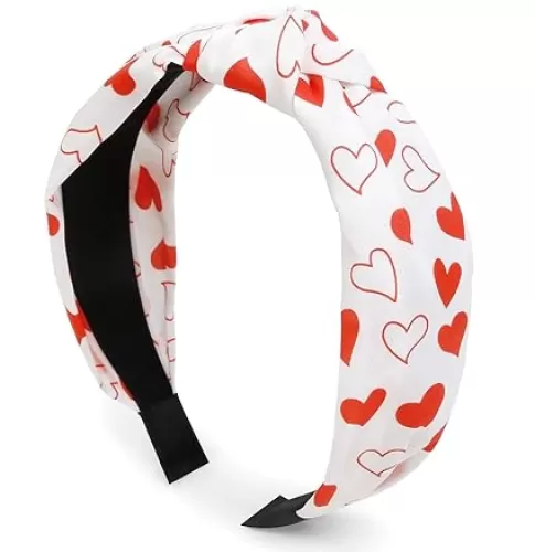 Valentine Headband for Women Valentine’s Day Knotted Headbands for Girls Heart Headband Top Knot Woman Head Band Hair Hoop Valentine’s Day Outfits Hair Accessories for Women