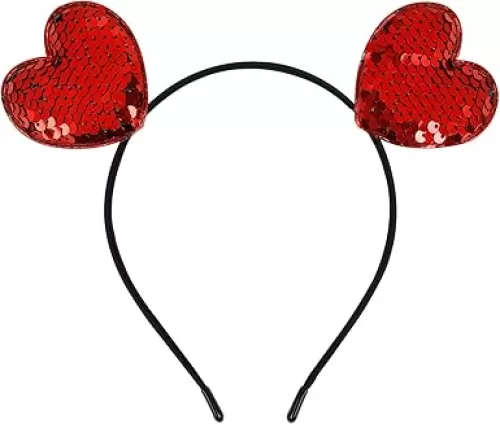 Valentines Headbands for Women Girls Red Heart Valentine Headband Sweet Cute Glitter Hearts Head Bands for Women’s Hair Fashion Sparkly Hair Accessories