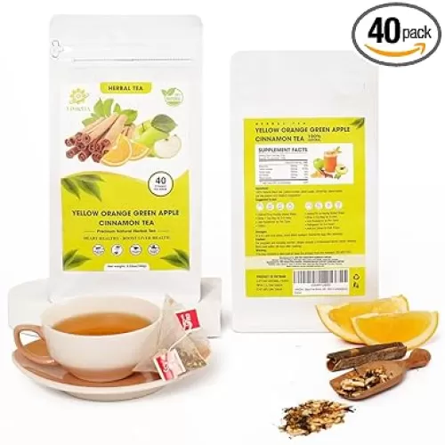VIMICHA - Black Tea Blended Orange Apple Cinnamon Tea Bags - 40 Pyramid teabags, 2.5g/bag - Natural Herbal - Caffeine-free, Support Liver & Heart Health
