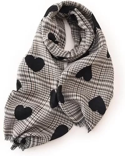 VRILU Women's Scarf Heart-Shaped Printed Scarf, Soft Warm Autumn/Winter Scarves Wraps