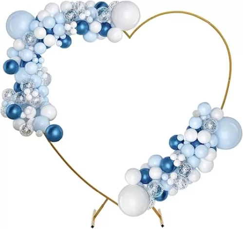 Wedding Heart Arch Stand, Heart Shape Wedding Arches Weddings Backdrop Stand with Base, Love Balloon Column Arch Frame, Arch Rack for Proposal Anniversary (Gold)