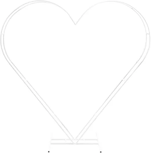 Fichiouy White 6.7FT Heart Shape Wedding Metal Arch Backdrop, Iron Flower Balloon Arbors Stand for Wedding Birthday Party, Graduation Decorations and Baby Shower