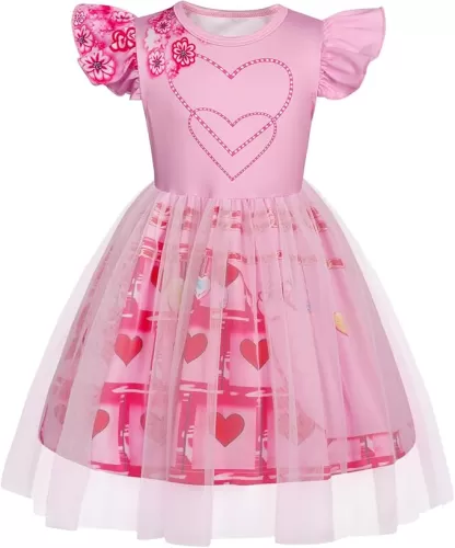 WonderBabe Girls Red Costume Kids Pink Dress Princess Halloween Birthday Party Dress Up Outfits