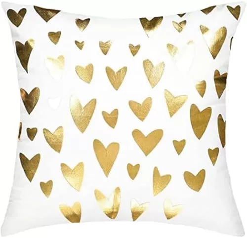 XYWHPGV Bronzing Flannelette Throw Pillow Cover Heart Print 1# Pattern Design Rock Punk Neoclassical Style Model Room Dormitory Car Pillow Cover 18"x18"(b9f76 47bd3 86c24 ee597 f363f deb87