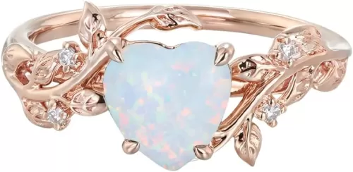 1 Carat Heart Shaped Engagement Rings for Women Gemstone Rings for Women 10K 14K 18K White Yellow Rose Gold Wedding Ring Leaf Anniversary Promise Ring