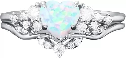 1 Carat Heart-shaped Gemstone Engagement Ring Set for Women, 10K/14K/18K Gold Cluster Rings with Diamond Vintage Bridal Wedding Promise Ring Sets Gift for Wife Mom Nana