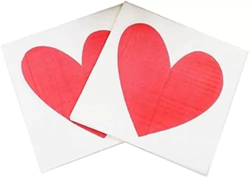 100-Pack Heart Printed Napkins Disposable Party Napkins Facial Tissue for Valentine's Day Wedding Anniversary Supplies - Red Heart
