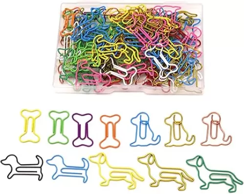 100 pcs Cute Animal Paper Clips Assorted Colors, Dog Shaped Paperclips, Fun Office and School Supplies for Dog Lovers, Coworkers, Teachers, Students