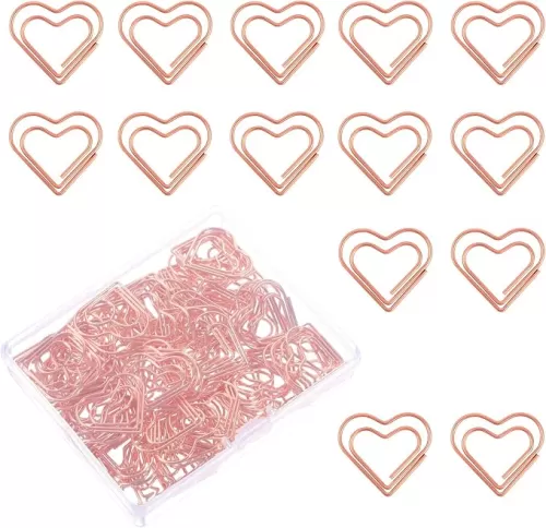 100 Pcs Heart Paper Clips Love Heart Shaped Small Paper Clips Metal Journaling Paper Clamps Color Decorative Paper Clips Cute Paper Clips for Women Paper Document Note Sorting and Organizing