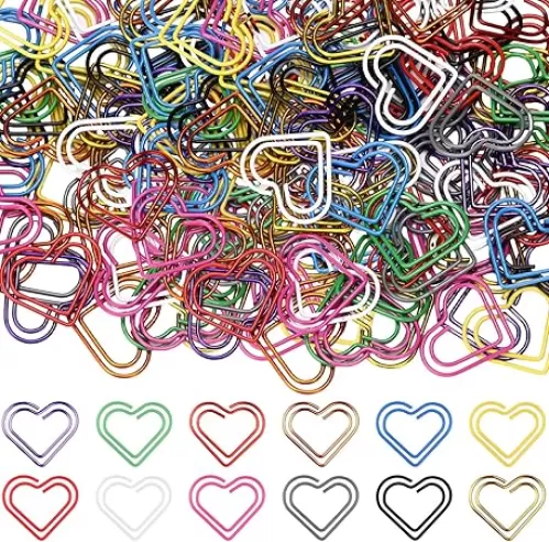 100 Pcs Paper Clips 1.34 x 0.8 Inches Multicolored Cute Paper Clips Journaling Supplies for Bookmark Study Gifts(Heart)
