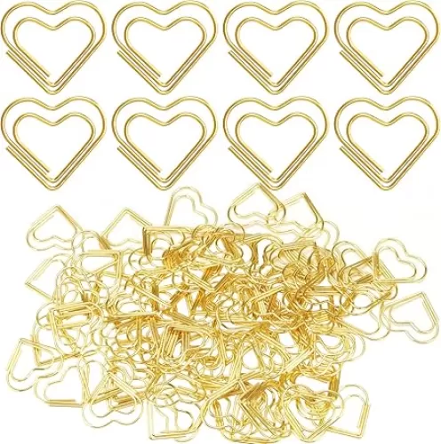 100Pcs Cute Heart Paper Clips, Smooth Heart Wire Paperclips Small for Office Supplies Wedding Women Girls Kids Students Paper Document Organizing