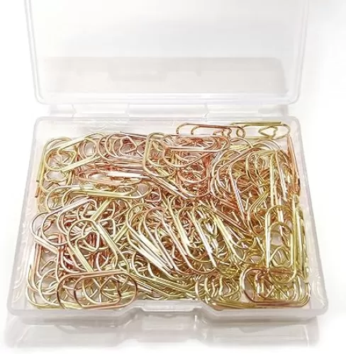 100PCS Cute Love Heart Shaped Paper Clips, 0.78inch Mini Paperclips for Office School Home Desk Organizers Scrapbooking Bookmarks (Gold+Rose Gold)