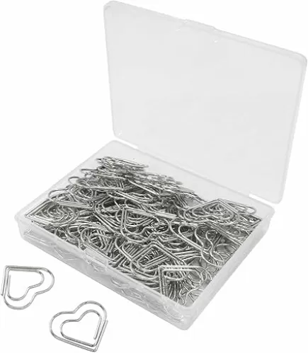 100Pcs Silver Heart Shaped Paper Clips, Mini Lovely Paperclips Decorative Metal Paper Clamps, Cute Paper Clip for Office School Home Bookmarks