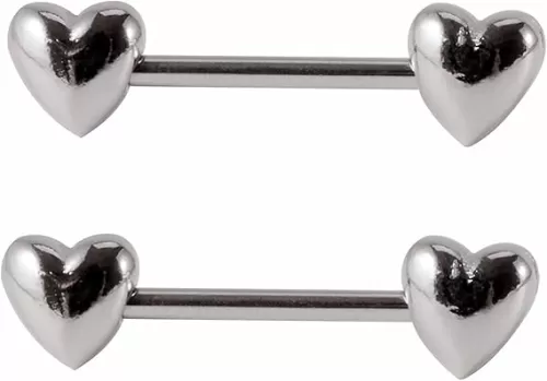 14G Stainless Steel Nipple Rings Solid Heart Straight Barbell Bars Tongue Ring 16mm(5/8 Inch) Body Piercing Jewelry