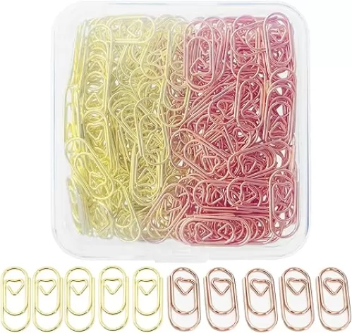 160 Heart Shaped Paper Clips - 0.78inch Small Metal Clips for Document Organizing, Bookmark, Decorative Invitations