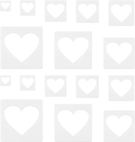 16pcs Large Heart Stencils, Different Sizes Heart Template for Painting Plastic Reusable Heart Shaped Stencil Template for Fabric Walls Arts Paper Home Decoration