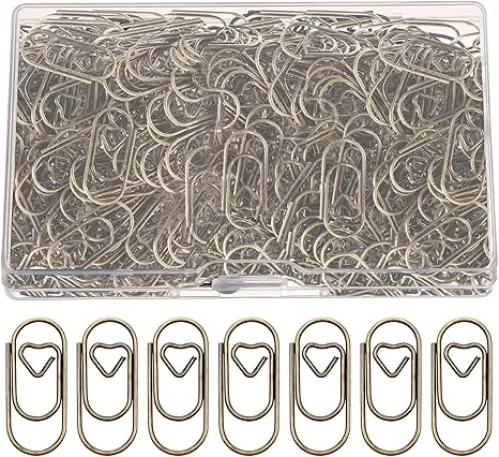 200 Pcs Love Heart Shaped Paper Clips 0.78-inch Small Paper Clip Stainless Steel in Tinplate Paper Clips Holder Cute Mini Paperclips Decorative Paper Clips for Home Office School Desk Organizers