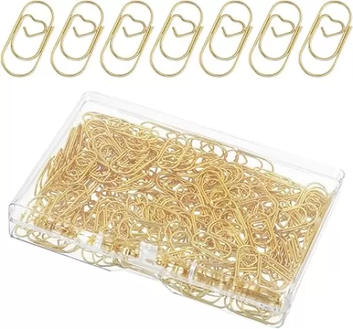 200 Pcs Small Gold Paper Clips, Gold Heart Shaped Paper Clips Cute Mini Paperclips 0.79 Inch Small Paper Clips for Office Home Desk Organizers