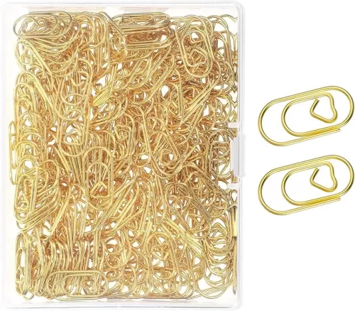 200PCS Heart Paper Clips 0.74" Small Gold Stainless Steel Love Themed Shaped Paperclips, Invitations Wedding Cute Mini Paperclips Holder for Office School Home Desk Organizers Teacher Must Haves