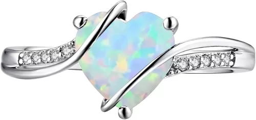 2CT Heart Shaped Gemstone Engagement Rings for Women, Silver 10K 14K 18K Gold Wedding Band Birthstone Rings Jewelry Gifts for Anniversary Valentines Day Mother's Day