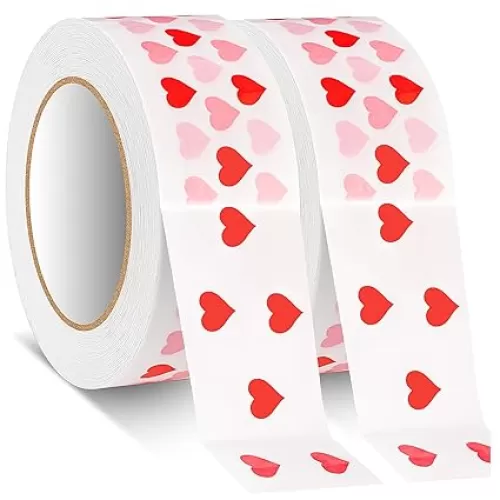 2Roll Cute Heart Packing Tape for Valentine's Day Gift Packing Decoration, 1.77" x110Yards Pink Decorative Shipping Packing Tape, Colored Designer Printed Packaging Tape for Sealing Boxes