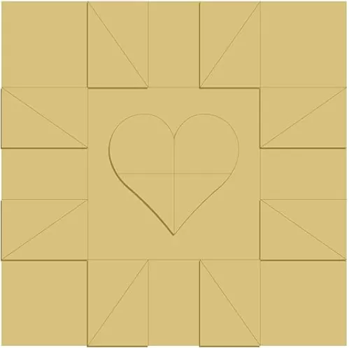 3D Barn Quilt Square with a Heart Design by Line Wood Cutout Farmhouse Love Valentines Day Door Hanger MDF Shape Canvas Style 23 Art 1
